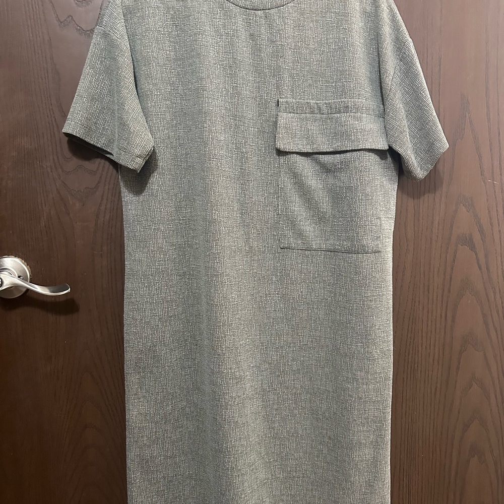 Zara Gray Midi Dress with Pocket Detail